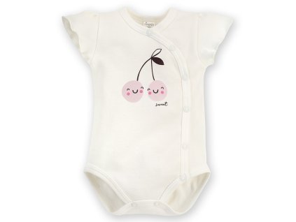 PINOKIO PINOKIO Body na zapínanie krátky rukáv Ecru Sweet cherry veľ. 68
