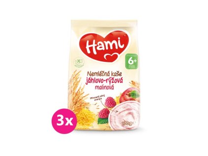 HAMI 3x HAMI Nemliečna kaša pšenovo-ryžová malinová 170g