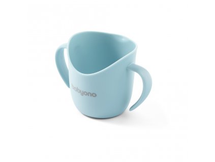 BABYONO BABYONO Hrnček ergonomický s uškami 120 ml bledomodrý 12m+