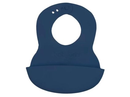 BABYONO BABYONO Podbradník mäkký plastový s vreckom bez BPA dark blue 6 m+