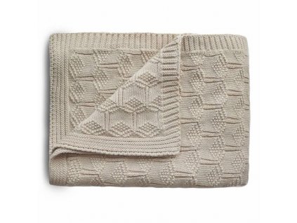Mushie pletena detska deka z organickej bavlny vzorkovana Beige 500x500