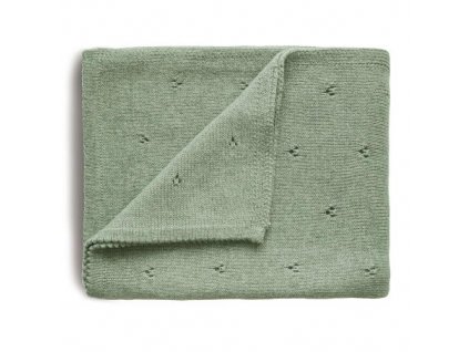 Mushie pletena detska deka z organickej bavlny dierkovana Sage 500x500