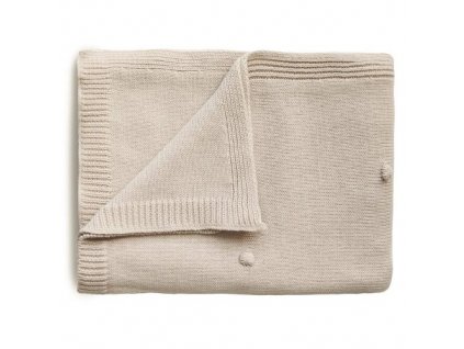 Mushie pletena detska deka z organickej bavlny bodkovana Off White 500x500