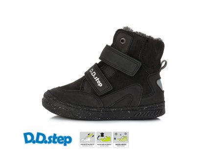 D.D.STEP Zimné kožené topánky W040 black