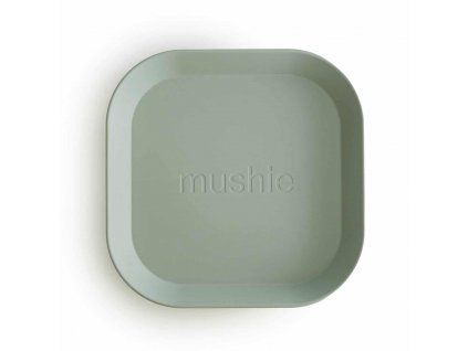 Mushie hranatý tanier 2ks - Sage