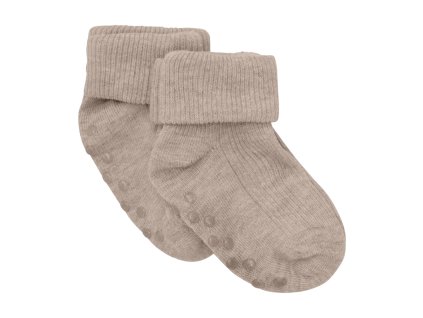 Minymo Baby rib sock ABS - protišmykové ponožky - Silver Mink Melange, 2ks