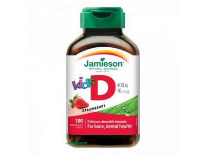 Jamieson Vitamín D3 Kids 400 IU tablety na cmúľanie s príchuťou jahody pre deti 100 tbl.