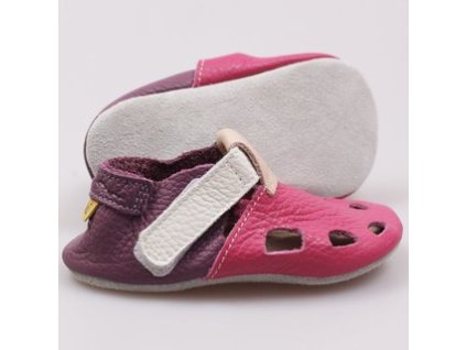 Tikki soft shoes - kožené capačky - Fuchsia