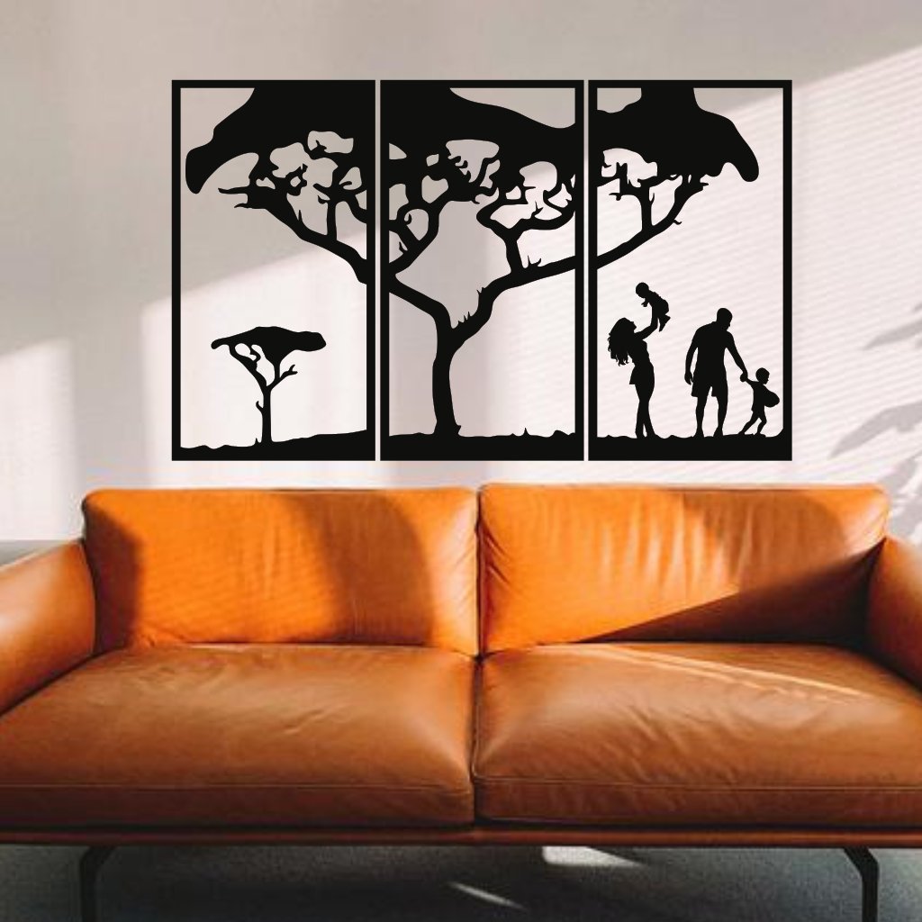 Drevená dekorácia na stenu strom života - Rodina