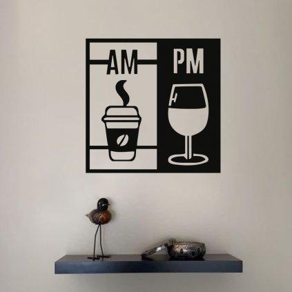 Drevená dekorácia na stenu - Káva víno