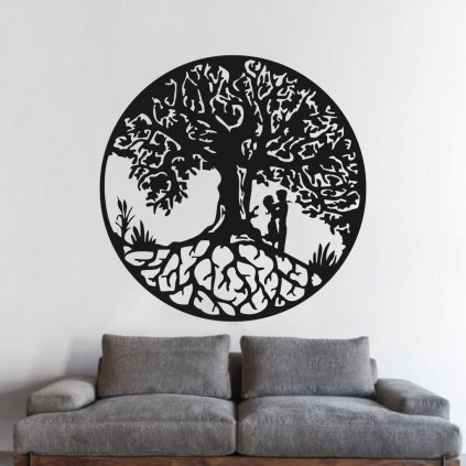 Drevená dekorácia na stenu strom života - Rodina kruh