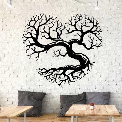 Drevená dekorácia na stenu strom života - Srdce
