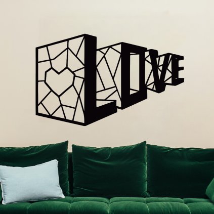 Drevená dekorácia na stenu - Love 3D