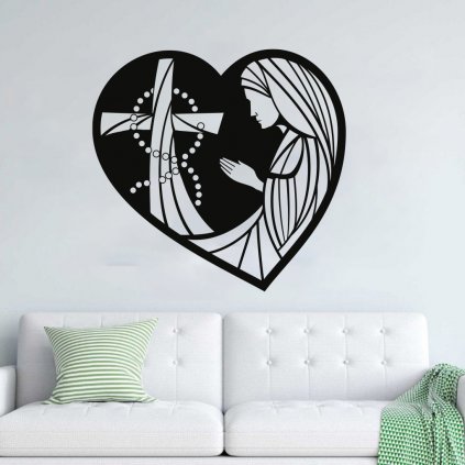 Drevený obraz na stenu - Kríž v srdci