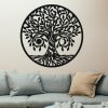 Drevený strom života na stenu - Slnko a Mesiac