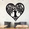 Drevená dekorácia na stenu strom života - Srdce2