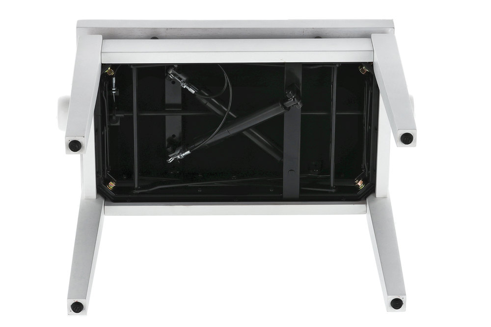 Stolička ke klavíru v bílém matu s pevnou dřevěnou konstrukcí.