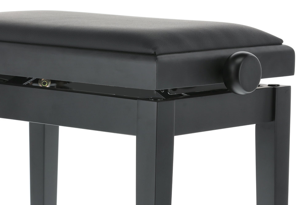 Nejprodávanější stolička ke klavíru v černém matu a koženkovým sedákem.