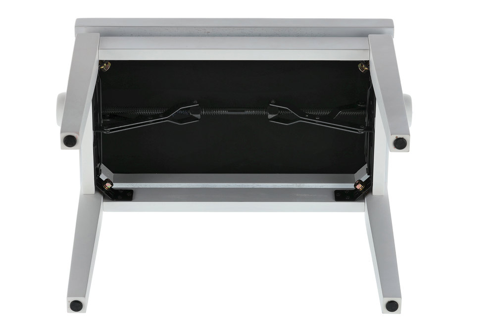 Konstrukce klavírní stoličky, pohled ze spodu.