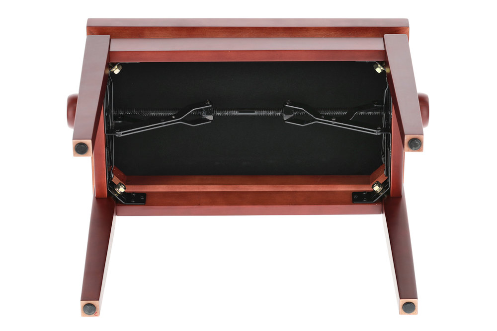 Židle ke klavíru s vysokou nosností a pevnou dřevěnou konstrukcí.