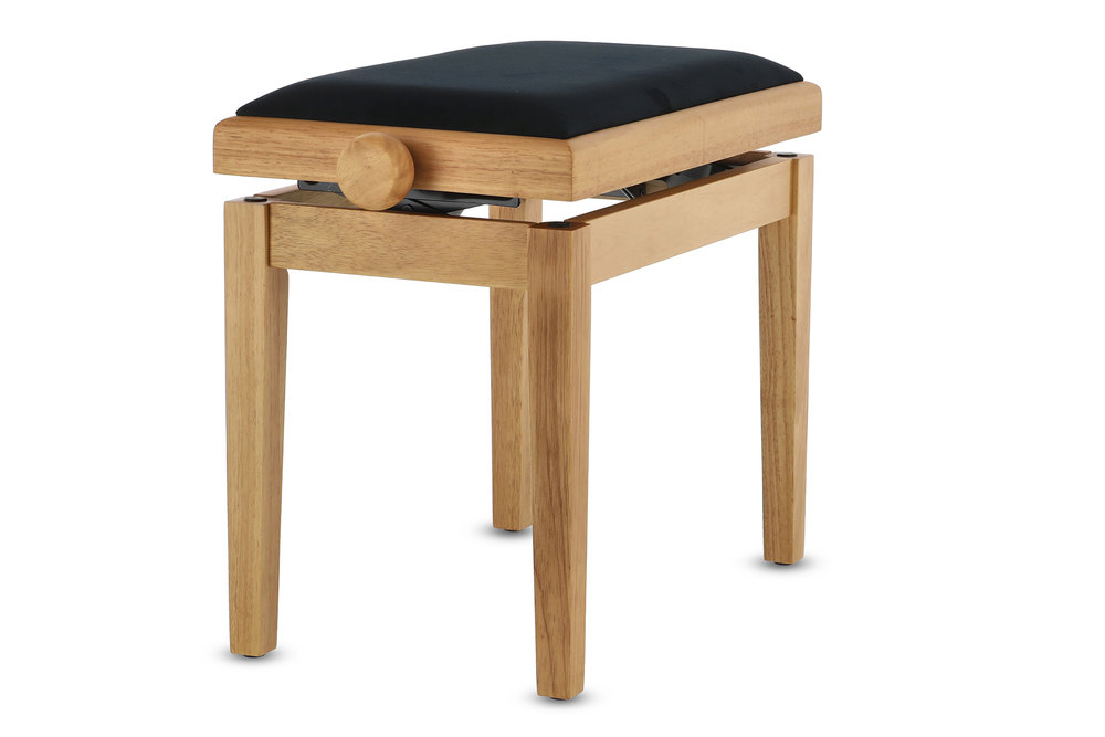 Stolička ke klavíru se zaoblenými hranami.
