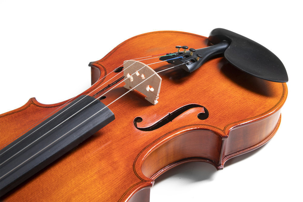 Horní deska houslí s kobylkou.