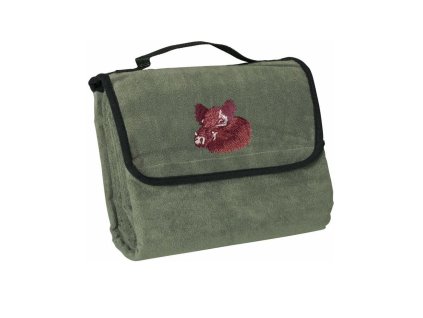 Myslivecká Deka fleecová piknik vyšívka divočák