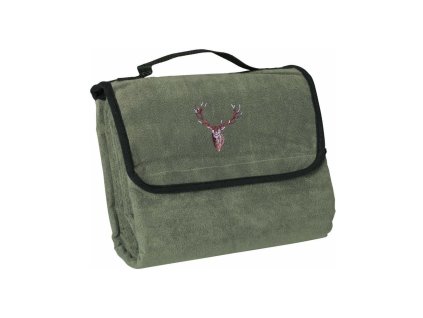 Myslivecká Deka fleecová piknik vyšívka jelen