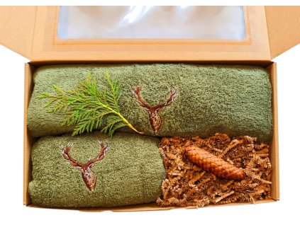 Myslivecký dárkový set - Osuška Jelen + Ručník Jelen