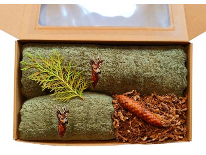 Myslivecký dárkový set - Osuška Srnec + Ručník Srnec
