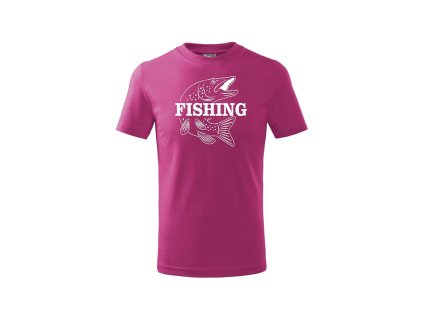 Rybářské Tričko dětské Štika malina (Velikost 158cm(12let))