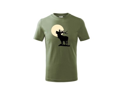 Myslivecké Tričko dětské Jelen v měsíci (Velikost 158cm(12let))