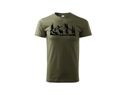 Myslivecké Tričko Jelen v lese (Velikost XS)