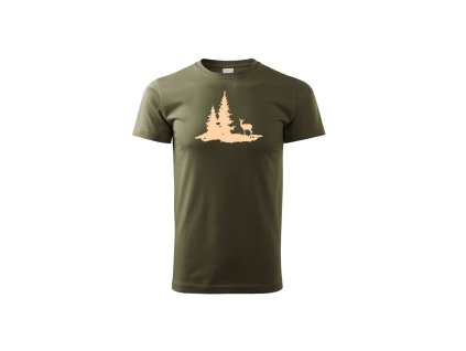 Myslivecké Tričko Laň zelené sp (Velikost XS)