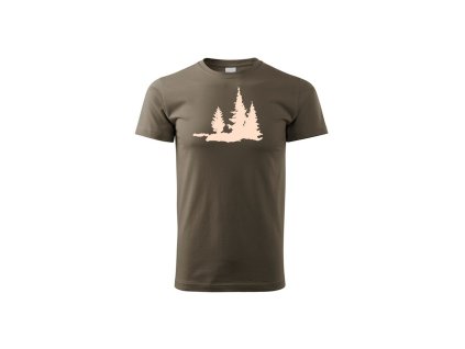 Myslivecké Tričko Les hnědé sp (Velikost XS)