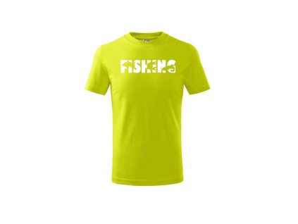 Rybářské Tričko dětské Fishing limetka (Velikost 158cm(12let))