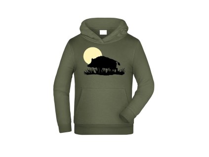 Myslivecká Mikina dětská Divočák v měsíci (Velikost 9-10let/140cm)