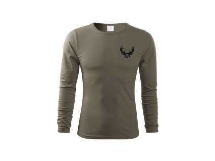 Myslivecké Tričko Jelen malý dlouhý rukáv (Velikost XS)