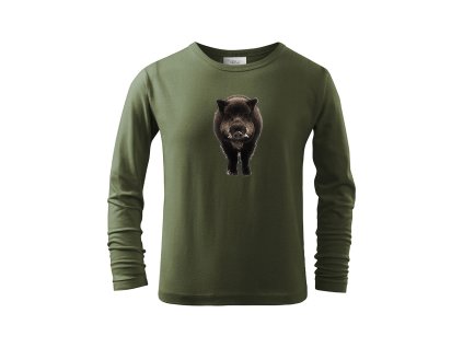 Myslivecké Tričko dlouhý rukáv Divočák bp (Velikost 158cm(12let))