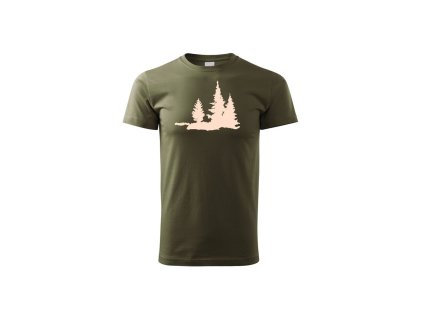 Myslivecké Tričko Les zelené sp (Velikost XS)