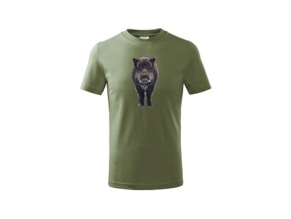Myslivecké Tričko Divočák barevný - khaki (Velikost 98cm(2roky))