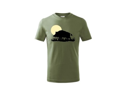 Myslivecké Tričko dětské Divočák v měsíci (Velikost 158cm(12let))