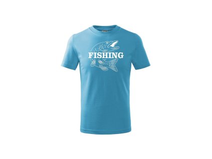 Rybářské Tričko dětské Štika tyrkysová (Velikost 158cm(12let))