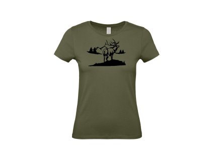 Myslivecké Tričko dámské Jelen velký (Velikost XS)