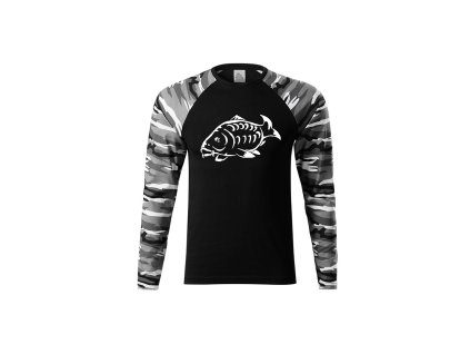 Rybářské Tričko Maskáč bílý dlouhý rukáv Kapr (Velikost XS)