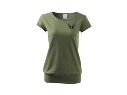 Myslivecké Tričko dámské volný střih Jelen (Velikost XS)