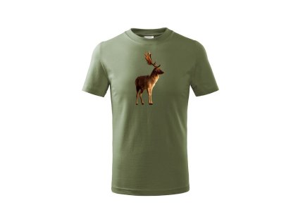 Myslivecké Tričko Daněk barevný - khaki (Velikost 98cm(2roky))