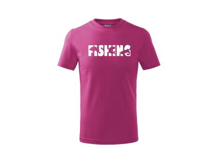 Rybářské Tričko dětské Fishing malina (Velikost 158cm(12let))