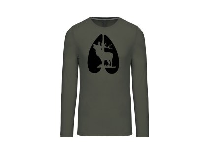 Myslivecké Tričko Jelen Stopa dlouhý rukáv (Velikost XS)