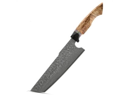 Maple wood damaškový kuchařský nakiri nůž 01